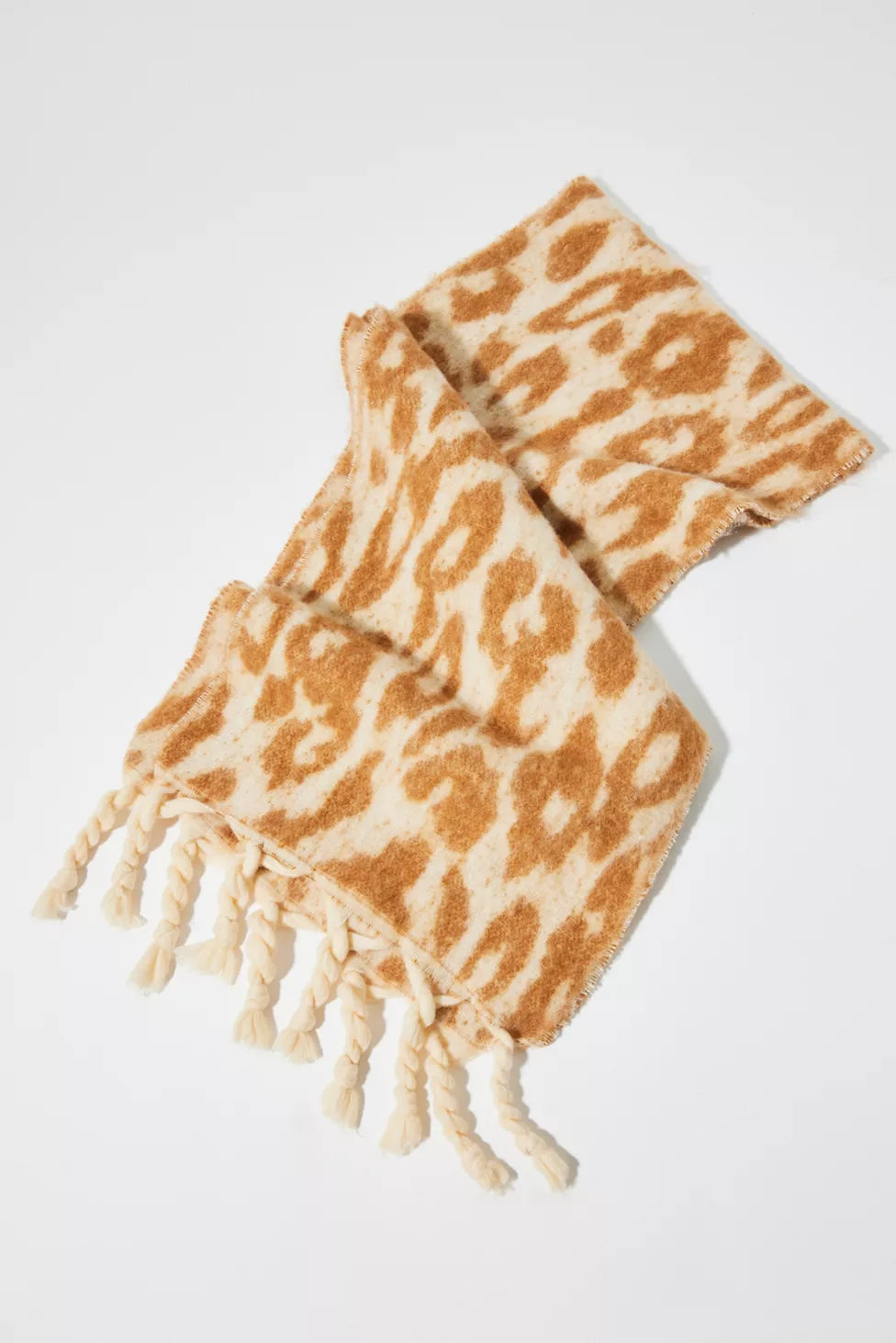 Rhea Leopard Print Scarf - Women's Leopard Print Tassel Chunky Scarf