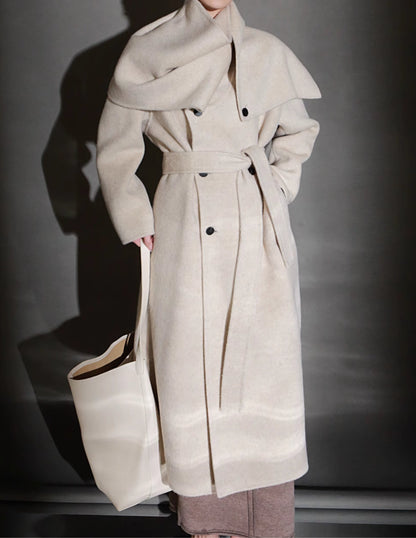 Cashmere Wool Coat - Women's Llama Cashmere Wool Scarf Wrap Trench Coat