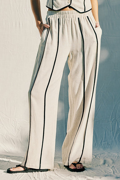 Marleen Linen Blend Striped Vest And Pant Set