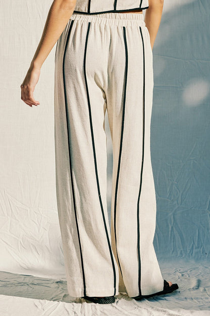 Marleen Linen Blend Striped Vest And Pant Set
