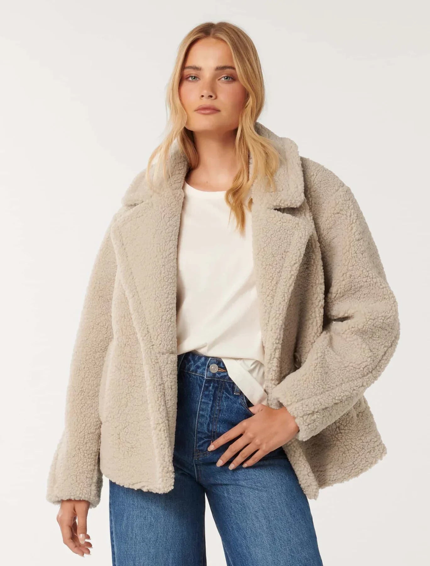 Teddy Jacket - Women’s Oversized Plush Button-Up Teddy Jacket