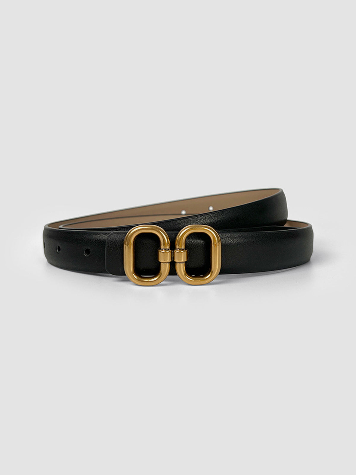 Black cowhide belt with gold buckle showcasing timeless style and durability.