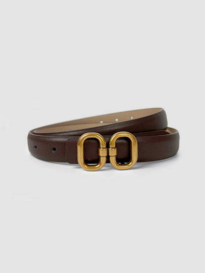 Cowhide Belt- Woman's Double Ring Buckle Belt