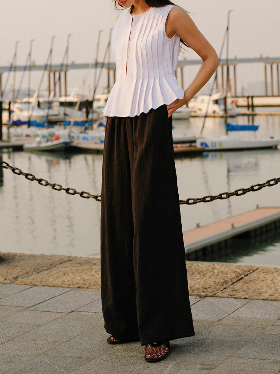 Casandra Sleeveless Pleated Top