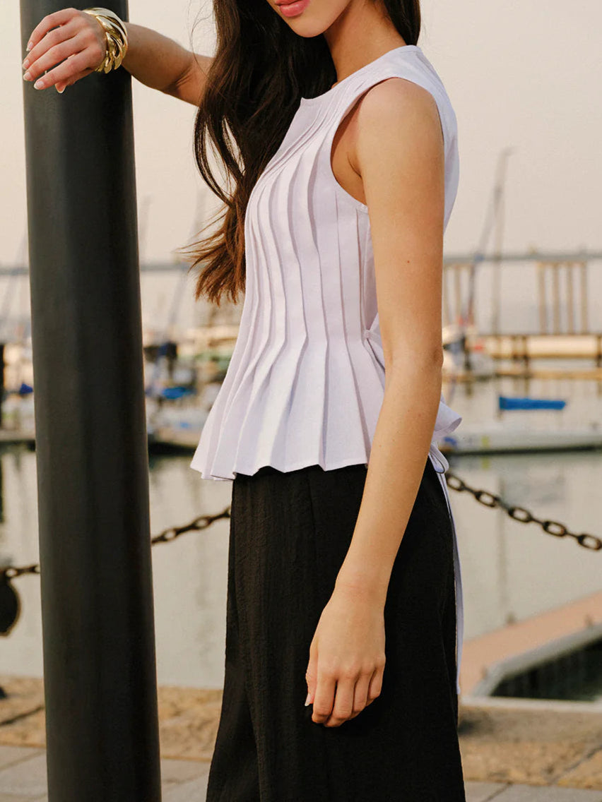 Casandra Sleeveless Pleated Top
