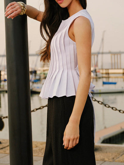 Casandra Sleeveless Pleated Top