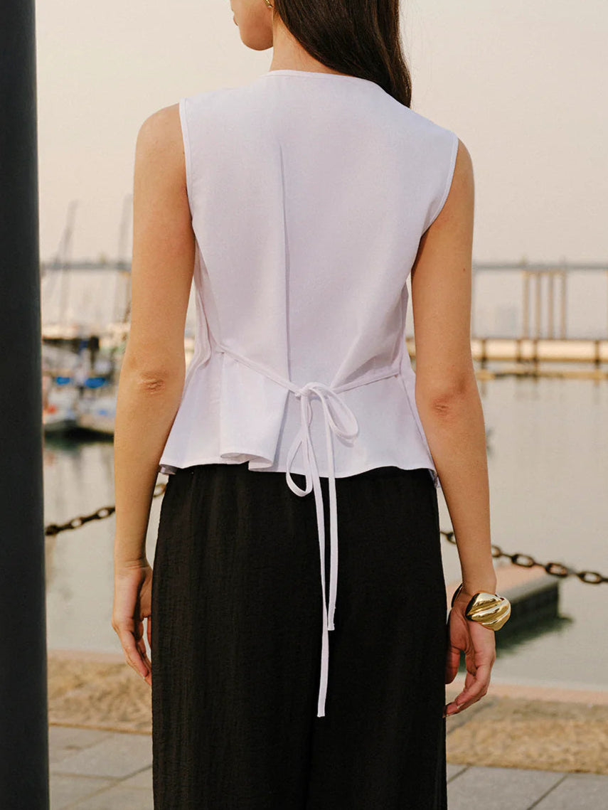 Casandra Sleeveless Pleated Top