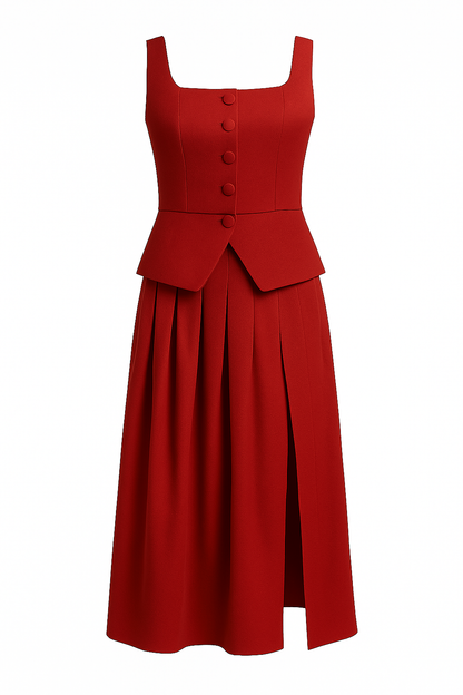Ginny Square-Neck Vest And Maxi Skirt Set