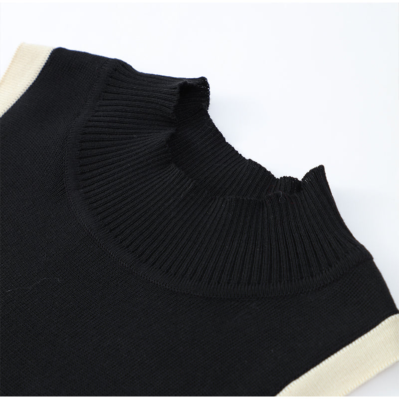 Knit Mini Dress - Women's Colorblock Sleeveless Pleated Mini