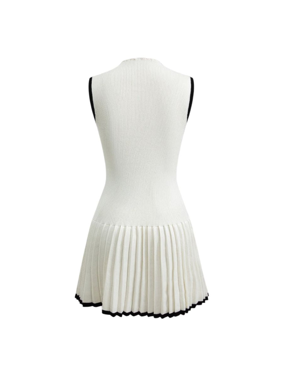 Knit Mini Dress - Women's Colorblock Sleeveless Pleated Mini