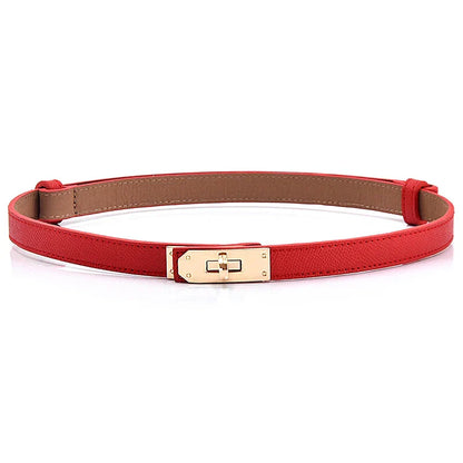 Leather Buckle Belt - Womens Skinny Leather Buckle Belt Accessory