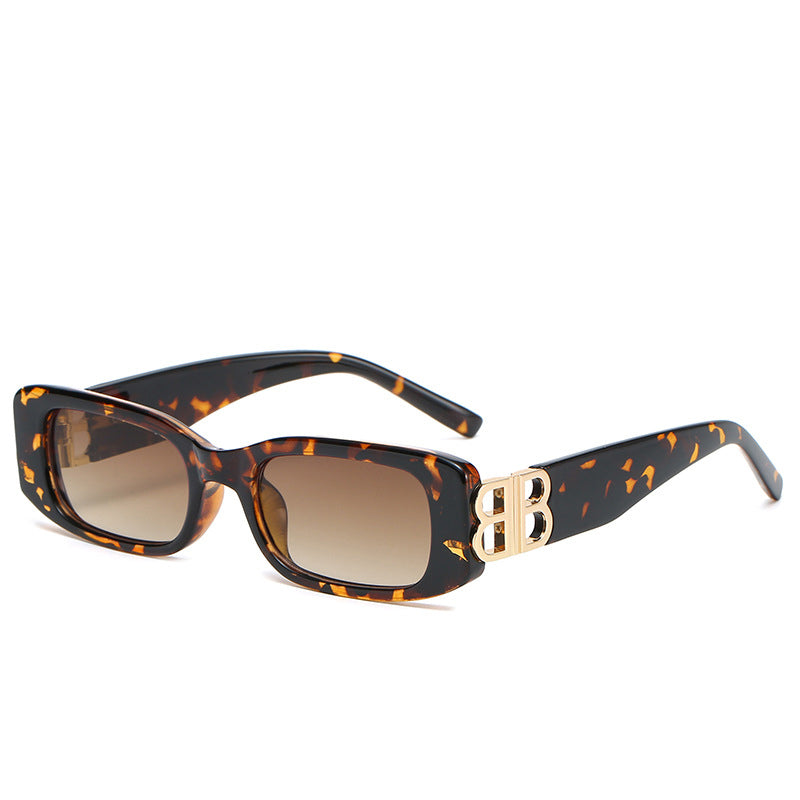 Rectangular Sunglasses - Women's Gold Accent Modern Sunglasses