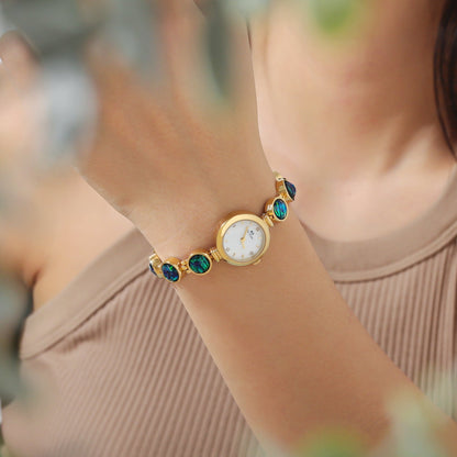 Vintage Styled Watch - Gemstone dainty womens watch