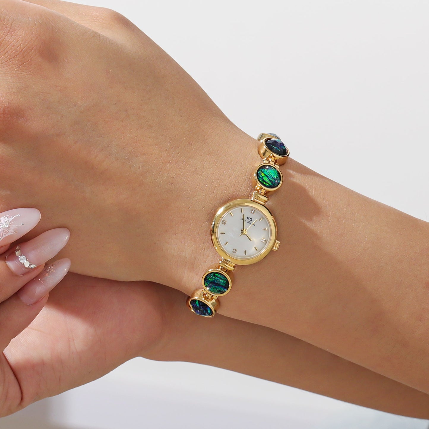 Vintage Styled Watch - Gemstone dainty womens watch