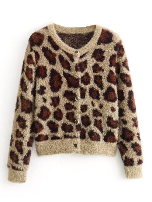 Leopard Print Cardigan - Women’s Button Down Long Sleeved Leopard Cardigan