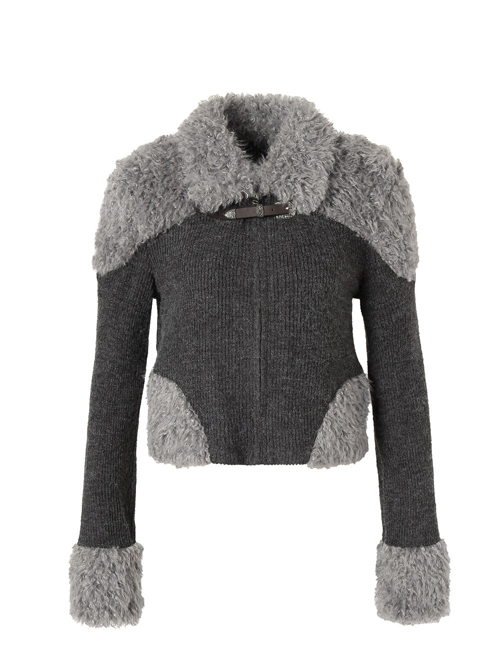 Valeria Knit Jacket - Women's Shearling Detailed Knit Zip-up Jacket