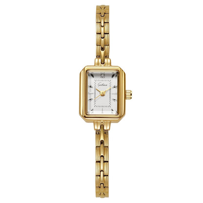 Vintage Styled Watch with Square Face and Gold-Tone Bracelet