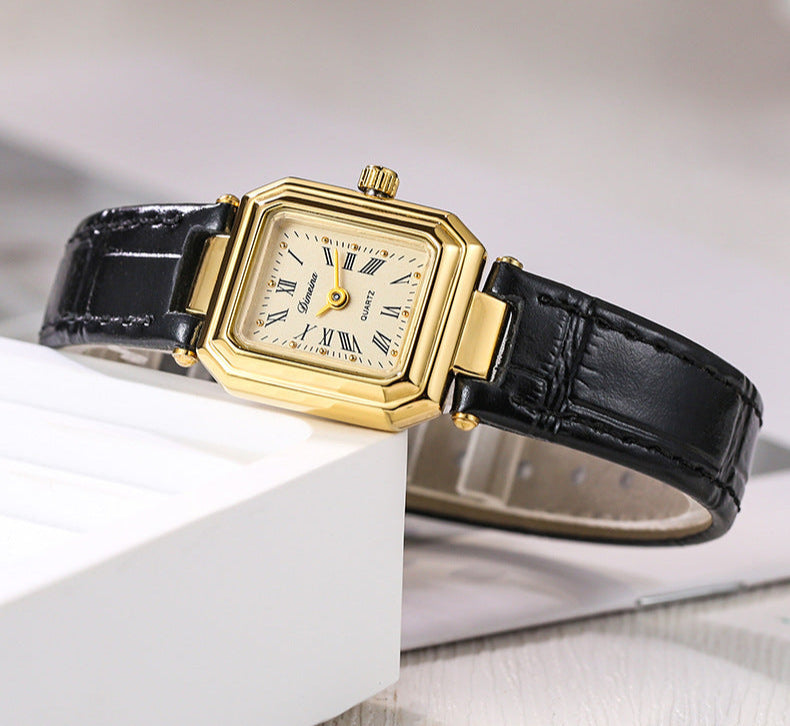 Dariana Leather Strap Square Watch