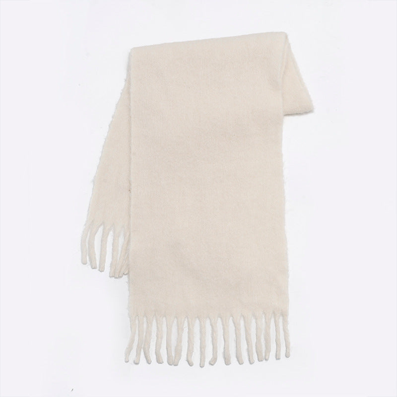 Wool Scarf - Women’s Wool Blend Fringe Chunky Oversized Scarf