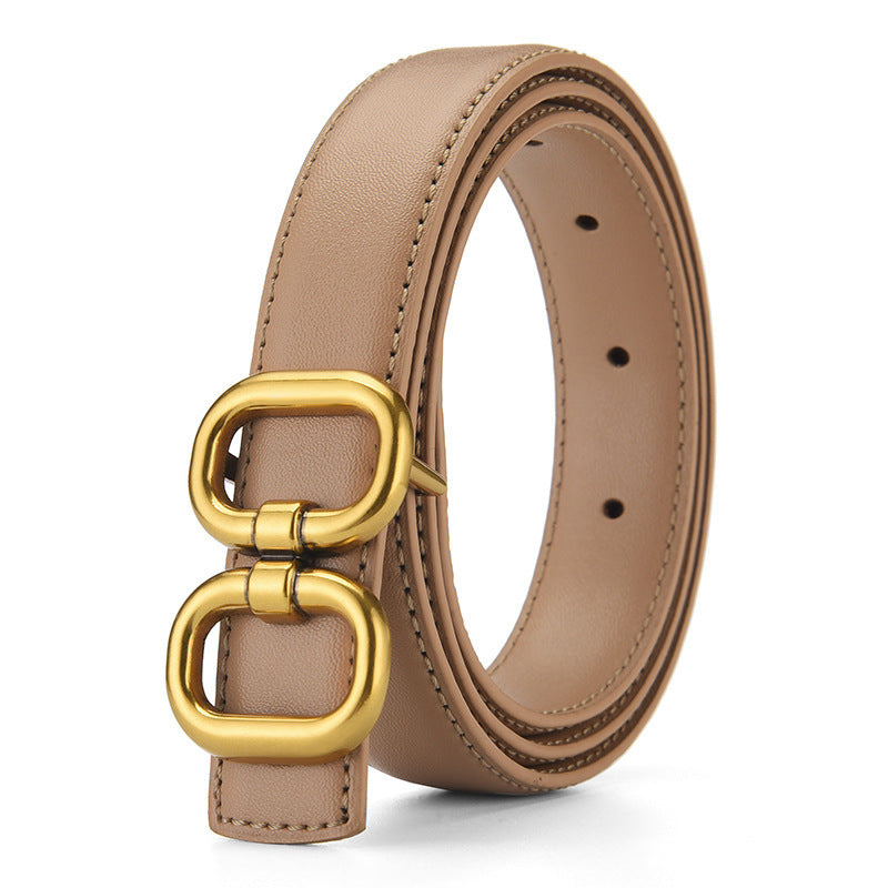 Cowhide Belt- Woman's Double Ring Buckle Belt