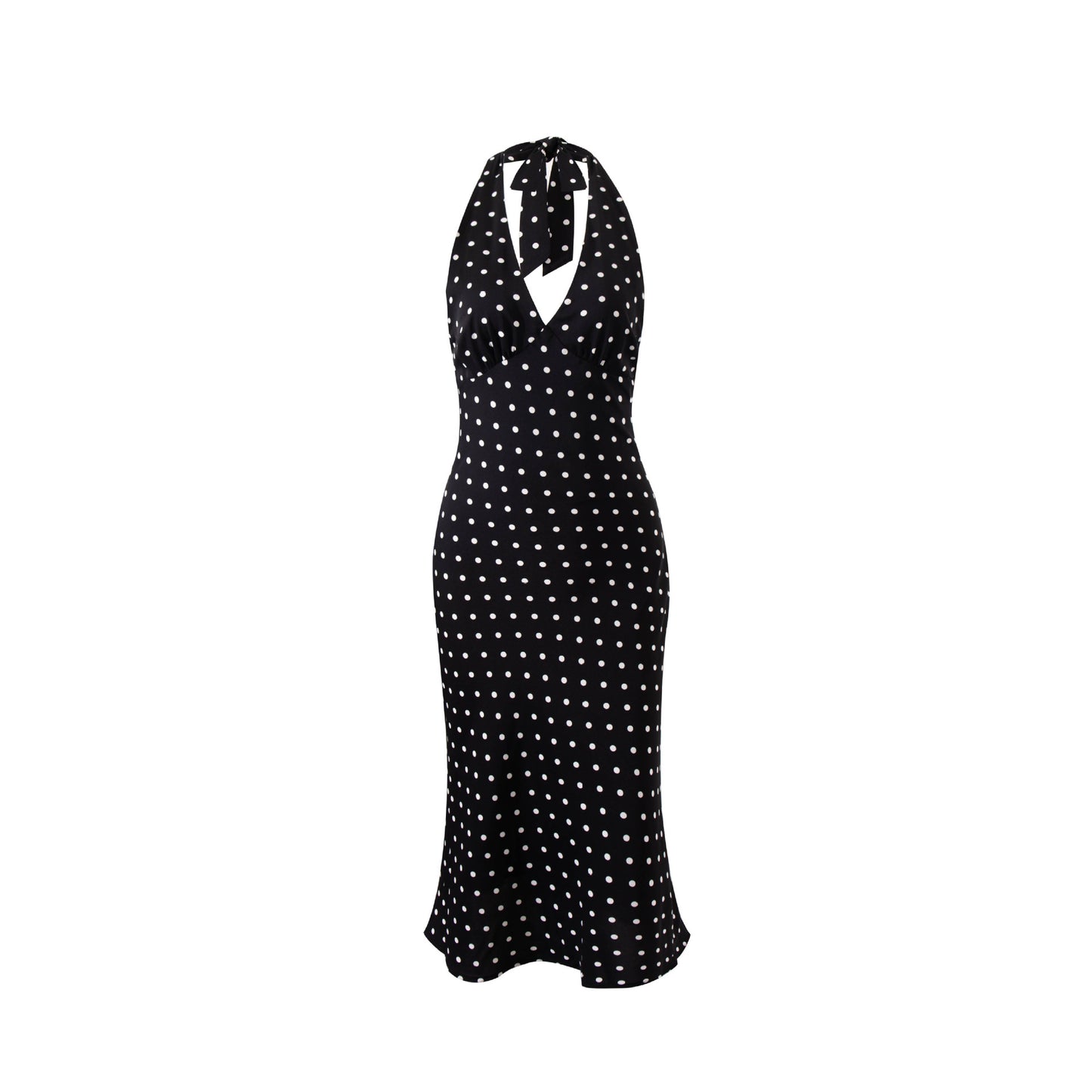 Mitzi Polka-Dot Halter Dress