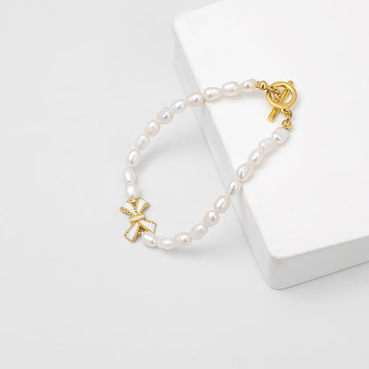 Rhonda Bow Charm Freshwater Pearl Bracelet