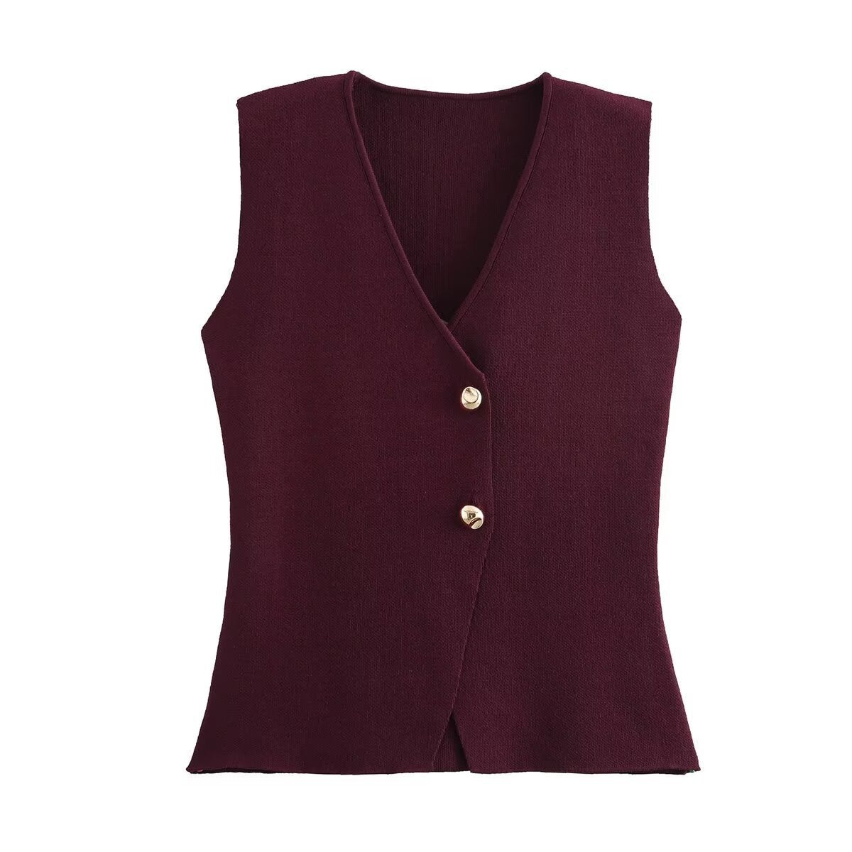 Button-Up Sleeveless Shirt - Womens Sleeveless Button Up Knit Top