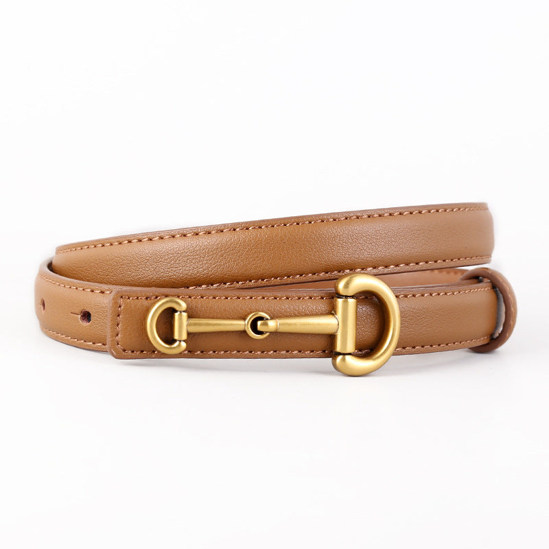 Horseshoe Buckle Belt - Woman's Horseshoe Buckle Leather Belt