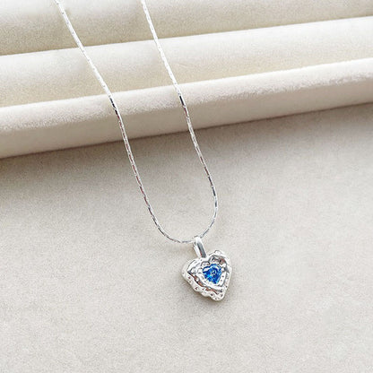 Johnetta Non Tarnish Blue Heart Pendant Necklace