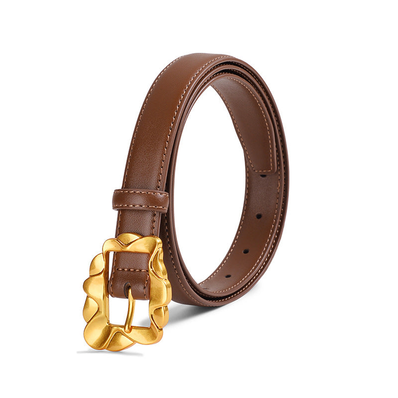 Square Buckle Belt- Woman's Square Design Buckle Belt