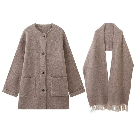 Martha Scarf & Knit Sweater Coat