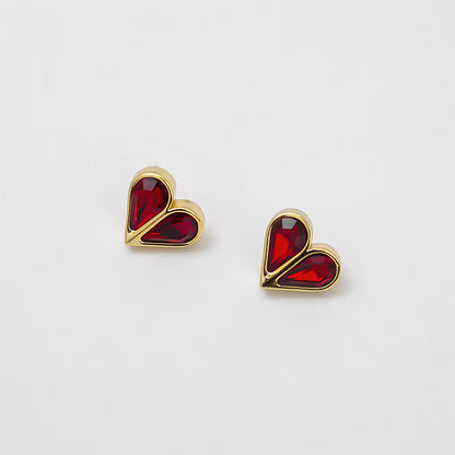 Catherine Red Heart Stud Earrings