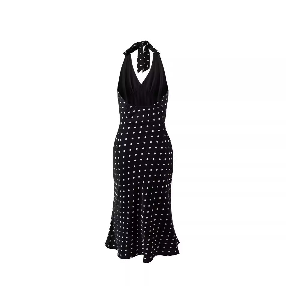 Mitzi Polka-Dot Halter Dress
