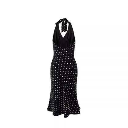 Mitzi Polka-Dot Halter Dress