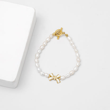 Rhonda Bow Charm Freshwater Pearl Bracelet