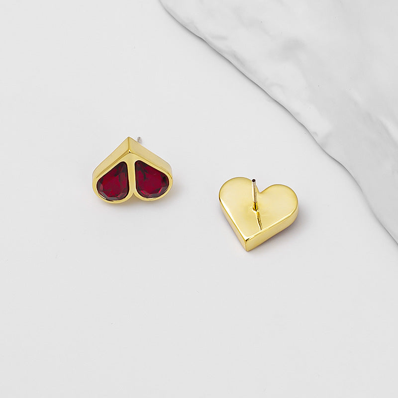 Catherine Red Heart Stud Earrings