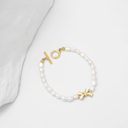 Rhonda Bow Charm Freshwater Pearl Bracelet