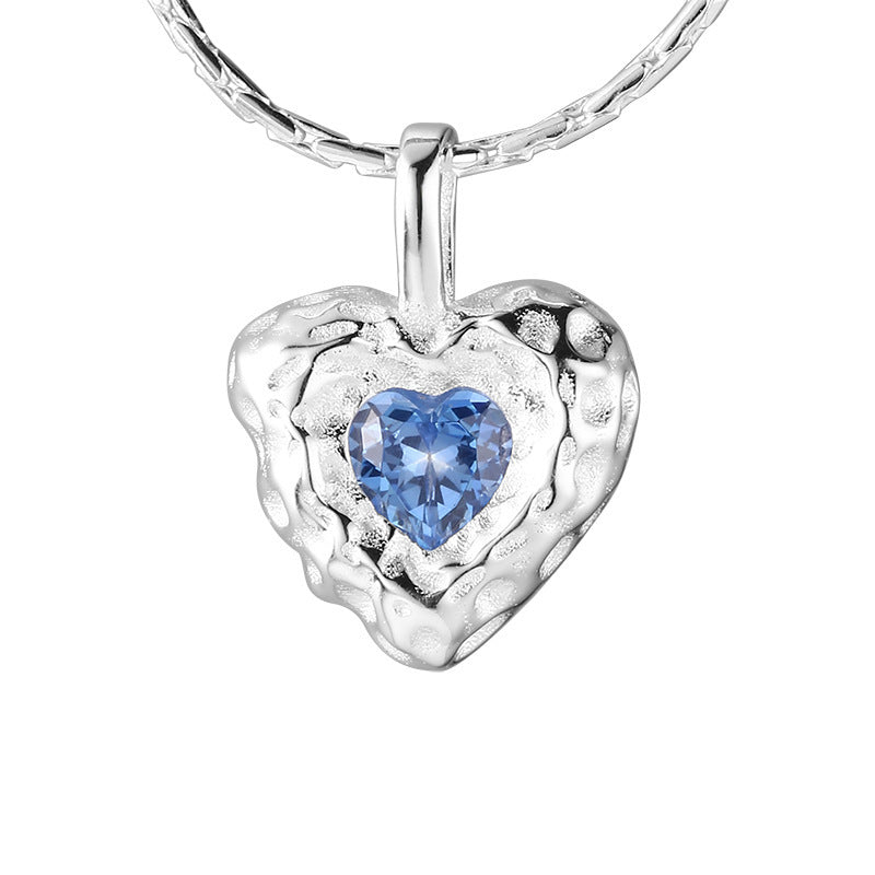 Johnetta Non Tarnish Blue Heart Pendant Necklace