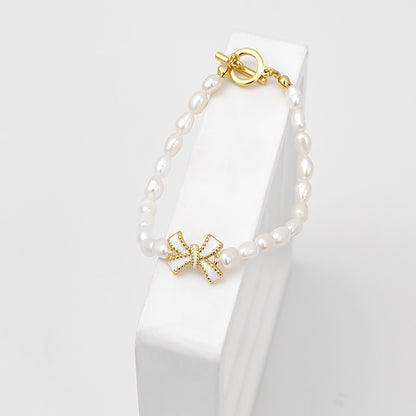 Rhonda Bow Charm Freshwater Pearl Bracelet