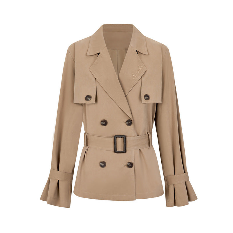 Trench Jacket - Women's Lightweight Belted Double-Breasted Trench Coat