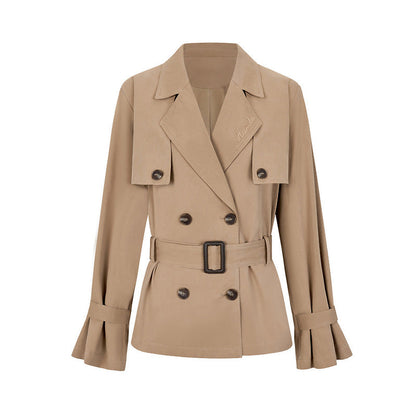 Trench Jacket - Women's Lightweight Belted Double-Breasted Trench Coat