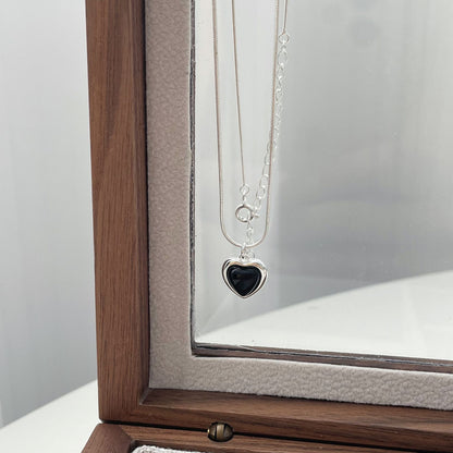 Maridel Black Heart Pendant Necklace