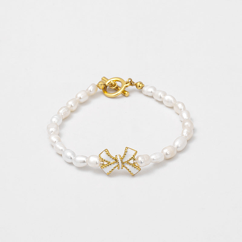 Rhonda Bow Charm Freshwater Pearl Bracelet