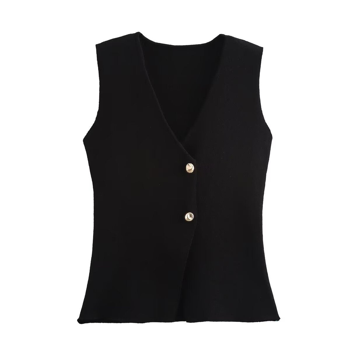 Button-Up Sleeveless Shirt - Womens Sleeveless Button Up Knit Top