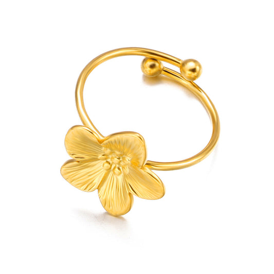 Gold Floral Ring with intricately designed flower crafted in 14k or 18k gold.