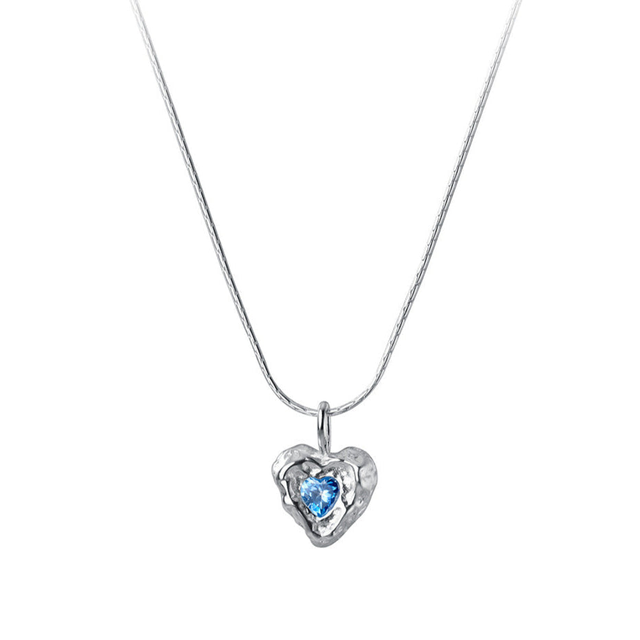 Johnetta Non Tarnish Blue Heart Pendant Necklace