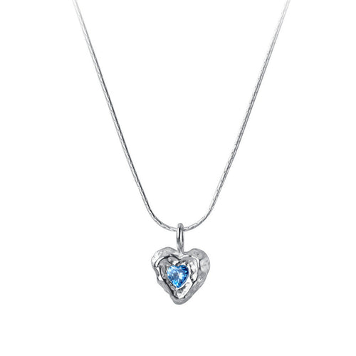 Johnetta Non Tarnish Blue Heart Pendant Necklace