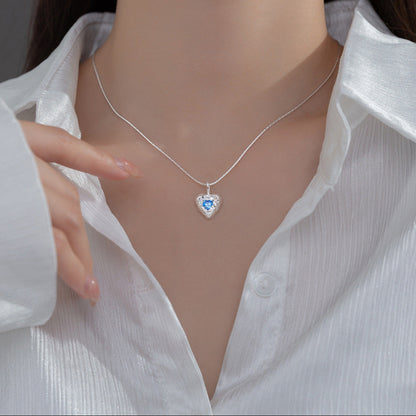 Johnetta Non Tarnish Blue Heart Pendant Necklace