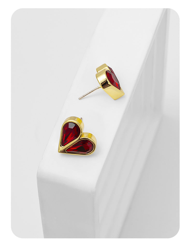 Catherine Red Heart Stud Earrings