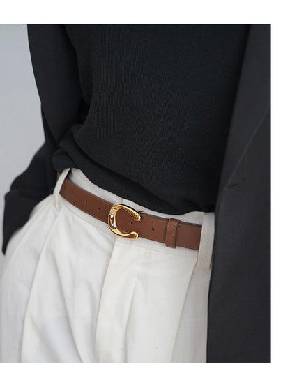 Gold Buckle Belt- Woman's Daily Gold Buckle Belt